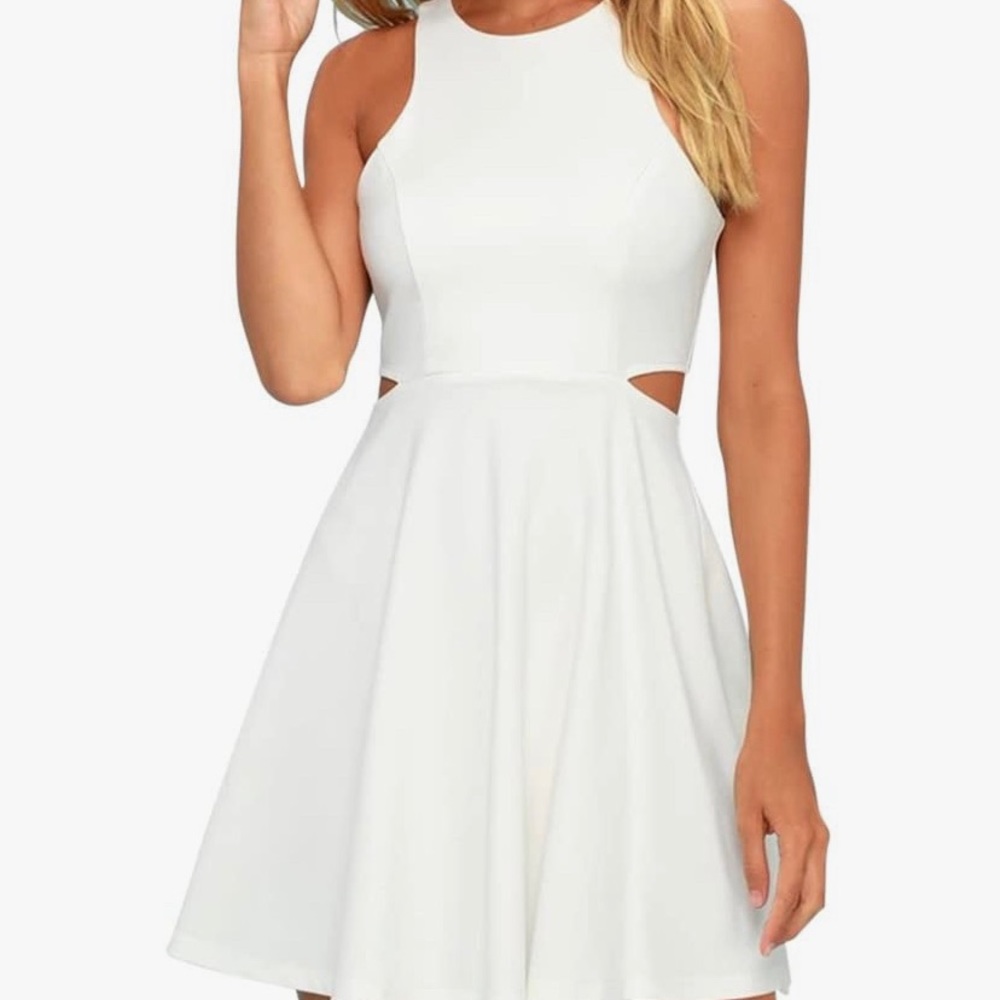 BELONGSCI Women Sleeveless Racerback Flared A-Line Waist Hollow Out Short Dress